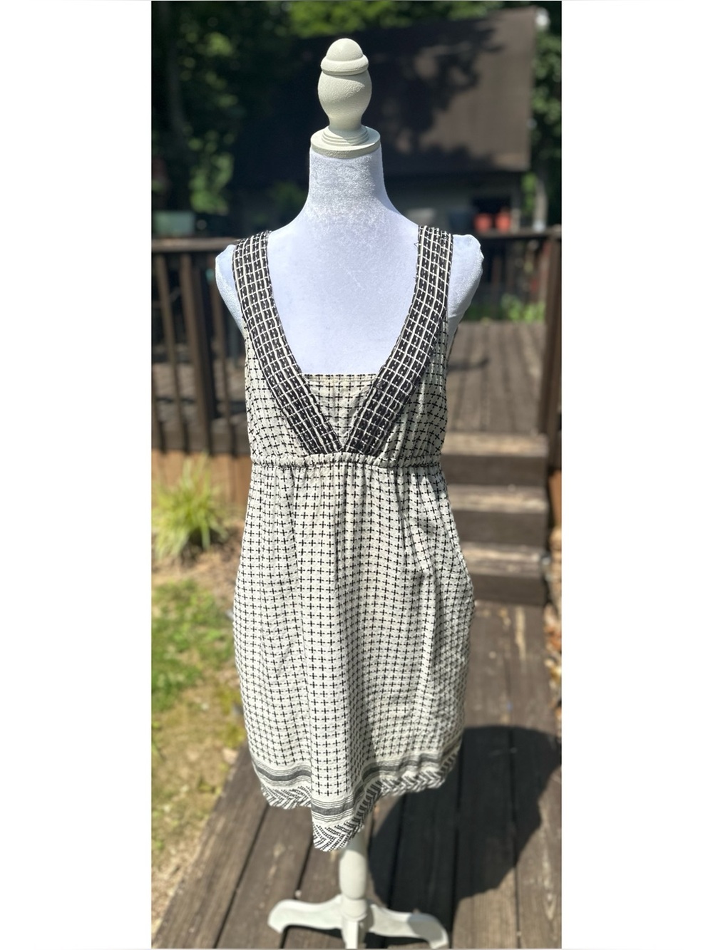 O'Neill Black and White Mini Dress with Geometric Print